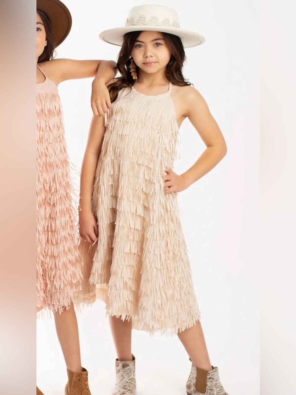NEW Joyfolie CALEO DRESS Fringe Sleeveless Ruffle Ivory 12